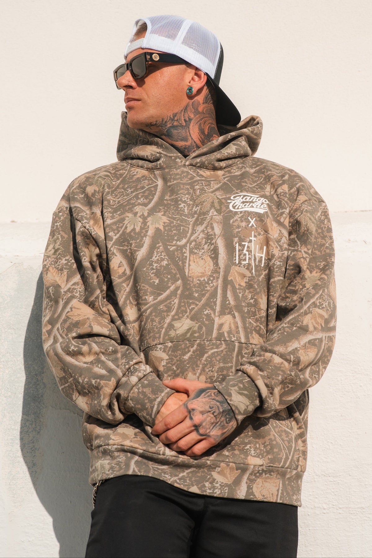 Lift Heavy. Pray Hard. - Premium Deadwood Camo Hoodie