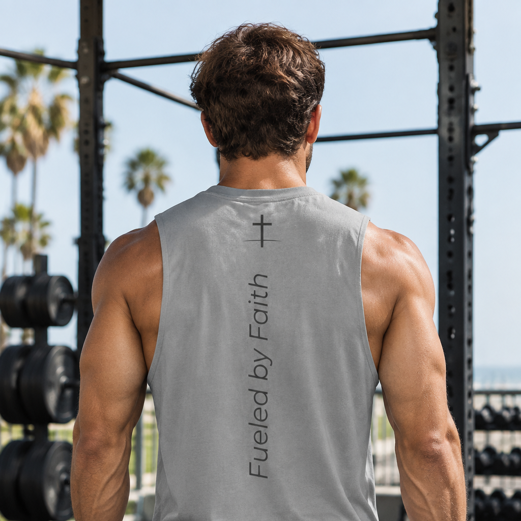 Fueled by Faith Silver Tank - Outdoor Gym Lifestyle