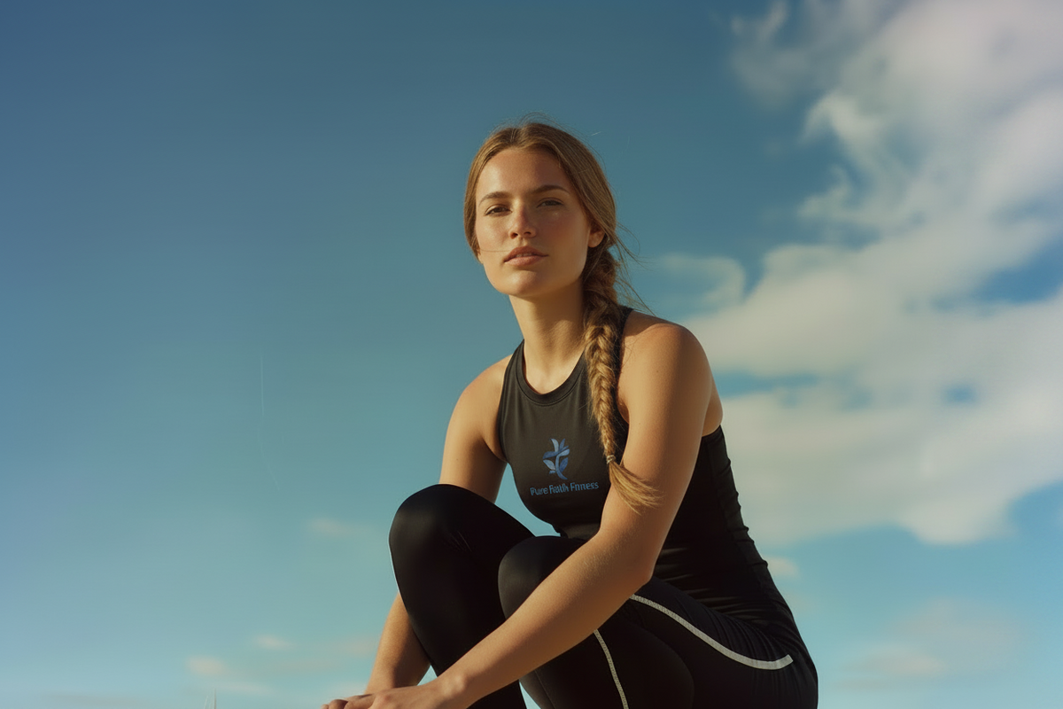 Hero with Pure Faith Fitness Logo Tank